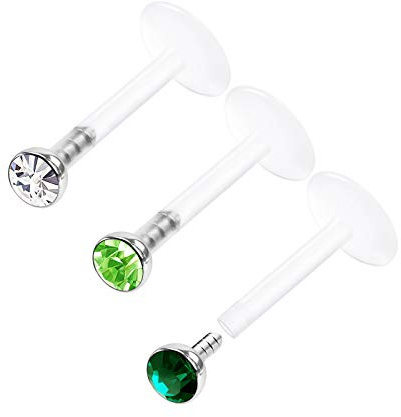 KJM FASHION 3 STK Flexi Labret 1,2mm 16g Ohrringe Piercing Schmuck