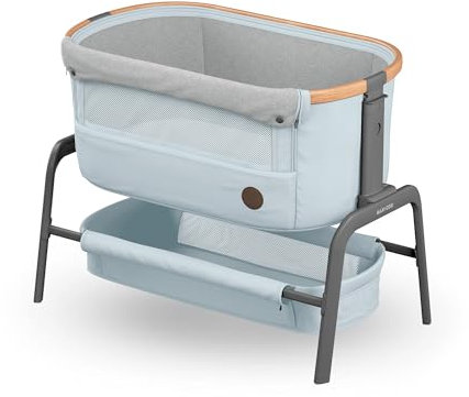 Maxi-Cosi Iora Cuna Colecho Bebe, Co-Sleeper, 0 - 6 meses, máx. 9 kg, 4 Posiciones de Inclinación y 5 de Altura, Fácil Deslizamiento, Cómodo Colchón, Amplia Cesta, Fácil Transporte, Essential Grey