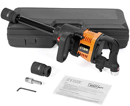 Stark USA 1 inch Heavy Duty Air Impact Wrench Gun Long Shank Pneumatic Truck (38mm & 41mm Socket) with Carrying Case