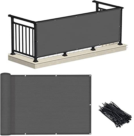 LOVE STORY Brise-Vue pour Balcon de 0,9 x 3 m – Charbon de Bois (HDPE) – Protection UV – Résistant aux intempéries – Hauteur de 0,9 m – pour terrasse, Jardin, Piscine extérieure, Porche, Balustrade