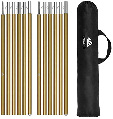 Unigear teleskopiskt tältstångsats med 2, aluminiumstång för presenningar, tält, markiser, camping, justerbar från 40cm-240cm