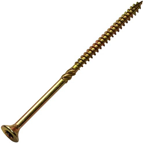 AERZETIX - C44466 - Juego de 100 - Tornillos para madera Ø4x70mm cabeza fresada con huella estrella T20 - acero cincado amarillo - montaje rosca sujeción fijación carpintería contrachapado aglomerado