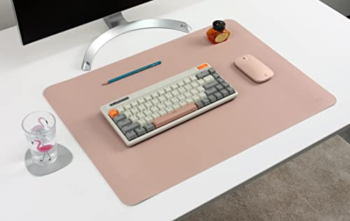 Nodito Doppelseitige Schreibtischunterlage aus Leder, Löschunterlage für Laptop-Computer, Mauspad, Schreib-, Zeichen-, Kunst- und Bastelunterlage (17x24, Rosa/Silber)