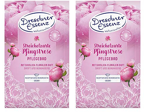 Dresdner Essenz Lot de 2 bains de soin à la pivoine délicate pour caresses 2 x 60 g Additif de bain végétalien