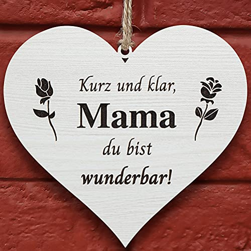 Glitzkind Holz Deko-Herz Geschenk für Mama Mutter Eltern zum Muttertag Geburtstag Weihnachten I Blechschild Vintage Retro mit Spruch personalisiert I Geschenkidee Geburtstagsgeschenk