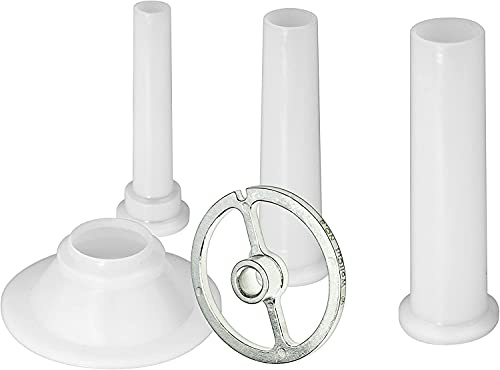 WOLFCUT Wurstfüller-Set(Kunststoff Füllrohr Set + Führungsscheibe) Kompatibel/Ersatz mit Bosch MUM6-MUM7, Bosch MUM86A1/03, Kenwood A900, Jupiter 7