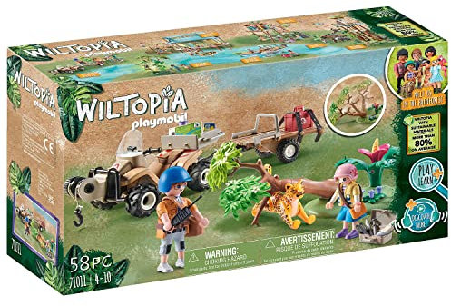 PLAYMOBIL Wiltopia 71011 Tierrettungs-Quad mit Spielzeugtier, Nachhaltiges Spielzeug für Kinder ab 4 Jahren