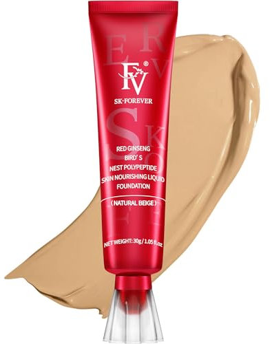 FV Fondotinta Coprente Liquido - Impermeabile, Opaco, Duraturo, Adatto Per Pelle Grassa, 30ml, Minimizza Le Rughe, Finish Senza Difetti (Beige)