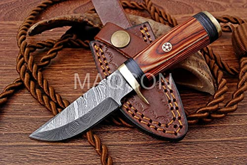 Damast Messer Damaszener Stahl Jagd Jagdmesser Knife Damascus Hunting 709EA