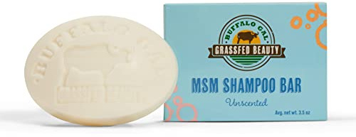 BUFFALO GAL MSM + Tallow Shampoo Bar – Hair Growth Solid Shampoo for Soft, Healthy Hair – pH Balanced, Sulfate-Free, Silicone-Free, Plastic-Free – Unscented