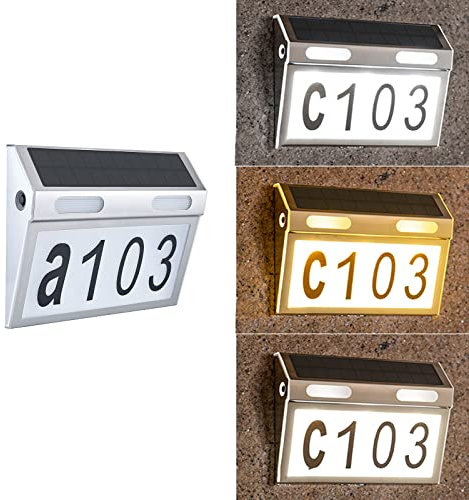 MEDOYOH Solar Powered House Numbers Plaques with Lights, 3 Lighting Modes 2200mAh Solar Houses Address Lights IP65 Waterproof for Outdoor Address Signs