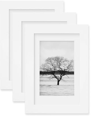 EGOFINE 6x4 Photo Frames White Set of 3,Wooden Frames Matted for 3.5x5/4x6 inch Pictures,6x4 Picture Frames for Tabletop and Wall Mounting,10x15cm Small frames for Portrait, Printing, Landscape