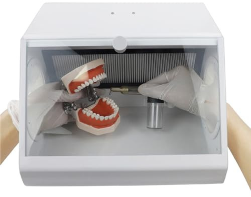 GEHPYYDS Dental Lab Dust Box Sandblasting Protector Dust Collector Vacuum Dust Extractor with Air Extraction and Filter Device, for Sandblasting Lapping Engravingoperation