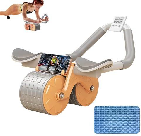 Ruote Abdominale con Rimbalzo Automatico. Rullo Addominale per ABS con Supporto per il Gomito. Allenamento a Casa con Ginocchiera e Cronometro Inclusi. Sport per Principianti a Casa.