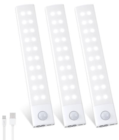HighLuc Magnetic Strip Light 2000mAh Under Cupboard Kitchen Lights USB C Battery Rechargeable Motion Sensor Light for Wardrobe Cabinet
