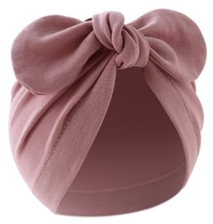 Hrlace nyfödd babymössa, babyturban, hattar, knutar, mössa, bomull, mjuk stretch, turbanmössor, unisex, babymössa med rosett för baby, flicka, nyfödda, spädbarn, småbarn, 5#, One size
