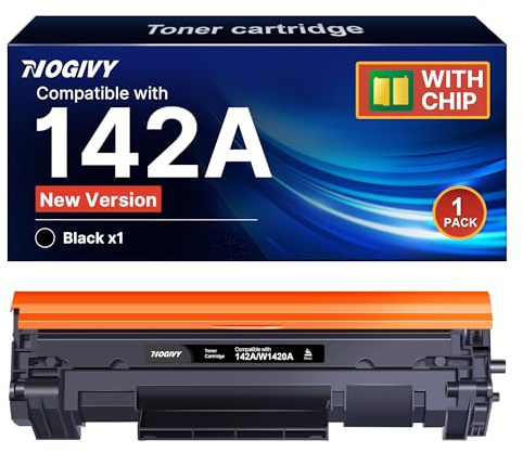 NOGIVY 142A W1420A Mit Chip Tonerkartusche Kompatibel mit HP 142A W1420A 142X W1420X für HP LaserJet MFP M140w Toner LaserJet M110w M110 M140 M139w M139 (1 Schwarz)