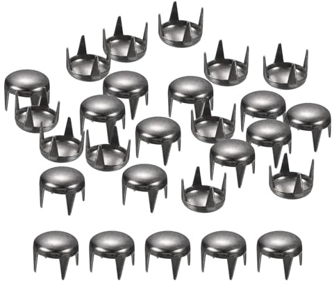 QUARKZMAN 160 Stück Schwarze runde Kuppelnieten, 7mm Messing Kuppel Punk Nieten Rock Nagelköpfe Krallenperlen für DIY Kleidung Gürtel Taschen Armband Lederhandwerk