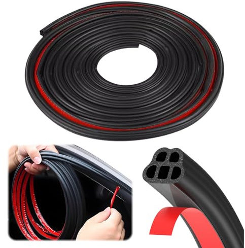 MUYAPAY 10M Gummidichtung, 5 Löcher Gummipflege Auto Dichtung, Türdichtung Selbstklebend Wasserdicht, Dichtungsband Selbstklebend, EPDM Dichtband Türschutz, für Karosserien, Türen (Schwarz)