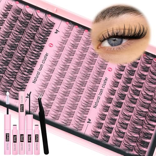 Goddvenus 3 Stile, natürliche Cluster-Wimpern, gemischt, DIY-Wimpernverlängerungs-Set, russische D-Curl-Wimpern, 165 Stück, 10–18 mm
