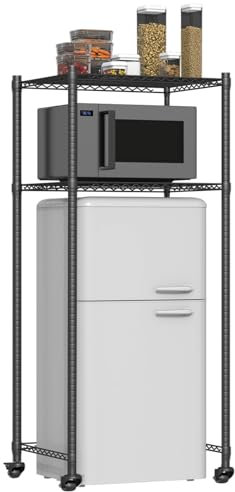 XNKLMYT Over Mini Fridge Storage Rack, Height Adjustable, Flexible Storage