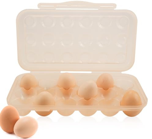 18 Griglia Porta Uova da Frigo, Portauova Frigorifero, Contenitore per Uova, Porta Uova Plastica Trasparente, Portauova Impilabile con Coperchio per Frigorifero Cucina Picnic All'Aperto(Cachi)