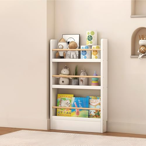 JFOZDM Bücherregal, Bücherregal Kinderzimmer, Bücherregal Kinder, 3/4/5/6 Aufbewahrungsregal, Kippschutz/Platz sparen, Bücherregal Hinter der Tür für Wohnzimmer/Home/Office/Schlafzimmer