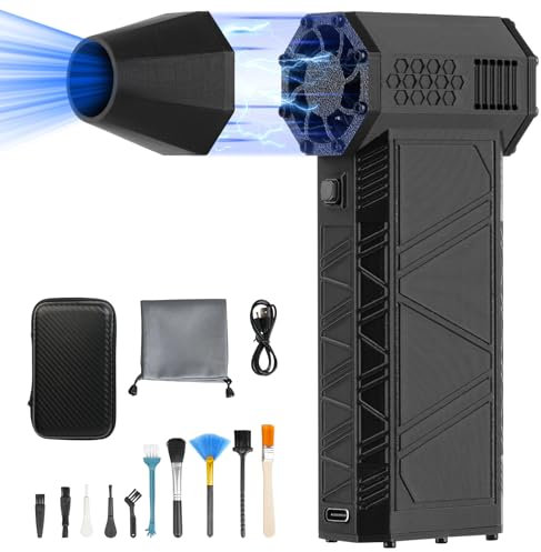 URAQT Elektrische Staubgebläse Luftdruckspray, Compressed Air Duster, mit Reinigungsbürste und Aufbewahrungstasche, Druckluft Reinigungsset für Laptop, Auto, Sofa, Bürogeräte