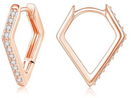 Cangall Creolen Silber 925, Silber Damen Ohrringe Creolen mit 5A Cubic Zirkonia, Sterling Silber Geometrisch Ohrringe in Rhombus/Stern/Triangel Form, Knorpel Schlafen Ohrringe Silber für Mädchen