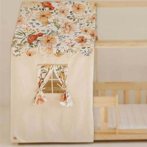 Moi Mili Tenda a baldacchino in tessuto, 350 x 100 cm, a forma di casa, con finestra per lettino, decorazione per letto dei bambini, decorazione per letto di casa, letto