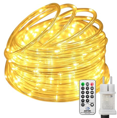 btfarm Lichtschlauch Außen mit Fernbedienung, 10M 100 LED Schlauch Outdoor | IP65 Wetterfest Lichterschlauch Aussen, 8 Modes lichterkette für Garten Terrasse Zaun Hof Party Weihnachten Deko, Warmweiß