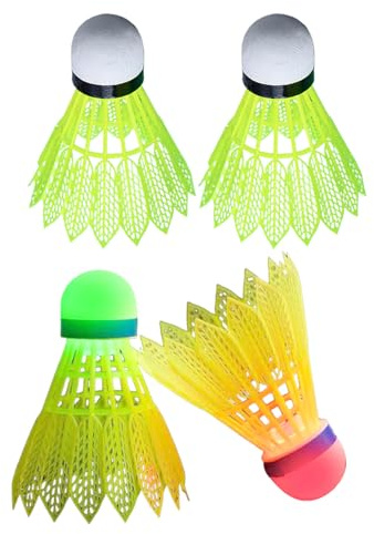 Generisch Leuchtender Badminton, Nachleuchtender Federball, Windresistenter Federball Mit Hoher Sichtbarkeit 4er Set Für Garten Park Sporthalle Schule