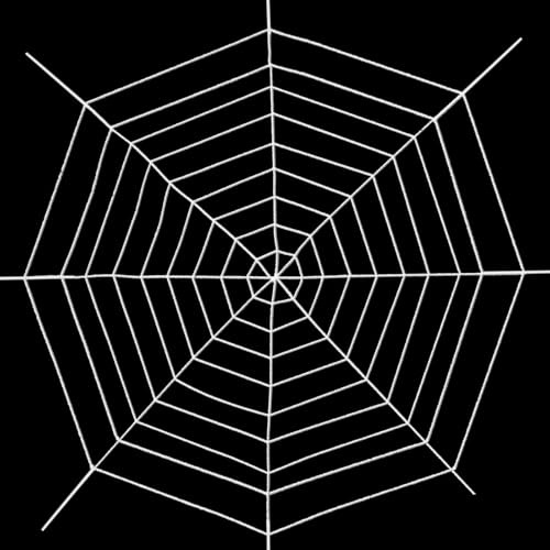12 FT 9-Ring Spider Web Halloween Decorations, Giant Rope Fake Spider Web for Scary Haunted House, Outdoor Yard, Porch, Wall, and Spooky Trick-or-Treat Hanging Party Decor (White)