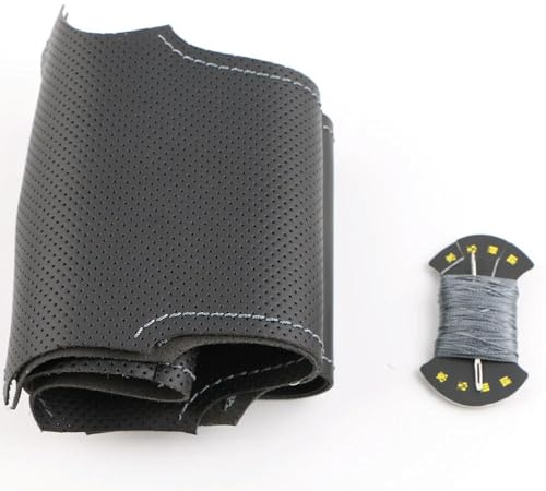 Handgenähter schwarzer Leder-Lenkradbezug für BMW 3er E90 (Limousine) 2005–2011 3er E91 (Touring) 2005–2011 X1 E84 2009–2015 Atmungsaktiver Mikrofaser-Lenkradbezug zum Selbermachen