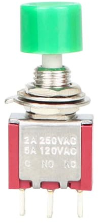 Paquete de 5 interruptores de palanca DPDT de 3 pines y 2 posiciones con contactos de cobre y pines de latón para uso en proyectos y vehículos (verde)