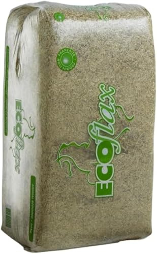 Paja de Lino Ecoflax 20kg. Lecho para Caballos, ovejas, Conejos... 100% Lino Natural. Prensado y Limpio. Listo para Usar.