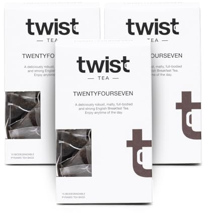 Twist Teas - TwentyFourSeven - Breakfast Tea – 45 Plastic-Free Tea Bags | Great Taste Winner | Bold Full-Bodied Black Tea Blend (Assam & Kenyan), All-Day Brew, Vegan, Gluten-Free (3 x 15 Pack)