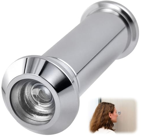 Door Viewer Spy Hole for Front Doors - 180° Wide Angle Security Peephole with Adjustable Length 35-60mm Polished Chrome Finish Cat Eye Viewer for Home Hotel Safety, Zinc Alloy Silver