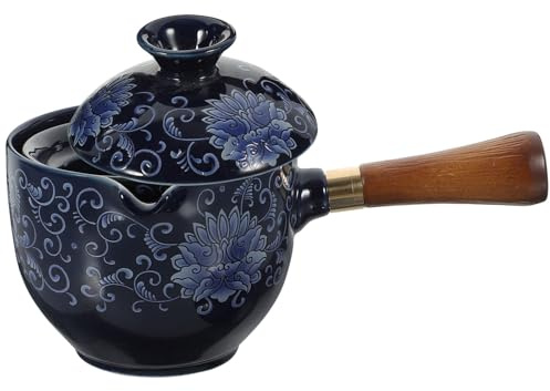 Veemoon Tetera de Porcelana con Infusor Giratorio Diseño Compacto y Resistente Tetera Delicada con Asa Lateral para Té Suelto para Viajes y Uso Casa