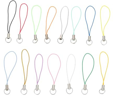 Ipetboom DIY Lanyard Pendants Phone Lanyard Decoration for Small Items Easy to Remove Iron-Aluminum and Polyester Double Ring Mobile Phone Hanging Ornaments (Random Color)