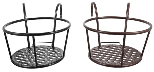 Sewroro Supporti per Vasi da Fiori da Balcone 2 Pezzi Cestini per Fioriere Sospese Ganci in Metallo Nero e Bronzo Portafiori da Ringhiera per Balconi e Davanzali Decorazione Pratica