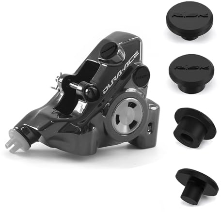 4-Pack (Bleed Oil Port Dust Plugs + Bleed Screw Rubber Caps) for Shimano 105 Ultegra Dura-Ace Hydraulic Disc Brake Calipers, Silicone Dust & Water Protection Caps for Brake Bleed Ports and Nipples