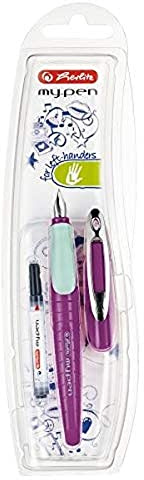 Herlitz Linkshänder Füllhalter my.pen, Lila/Mint, M Feder