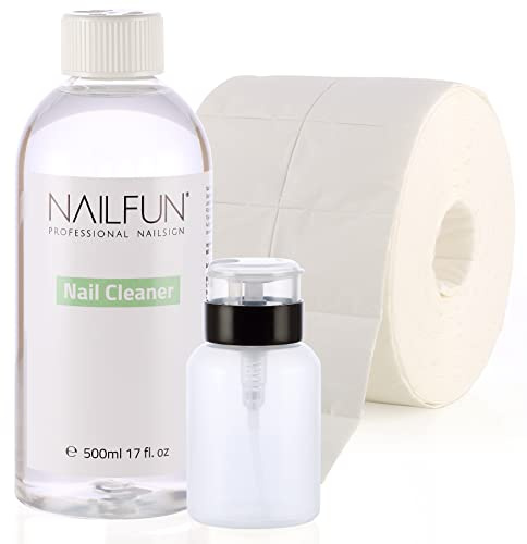 NAILFUN SET - Nail Cleaner kosmetisch 500ml + 500 Zelletten + 1 Pumpflasche