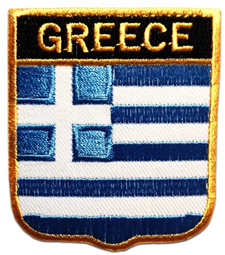 Catch the Patch Griechenland Aufnäher zum Aufbügeln 6,5 x 7,5 cm Bügelbild für Erwachsene Kinder mit Original Nationalflagge, Reisemotiv Souvenir Patches
