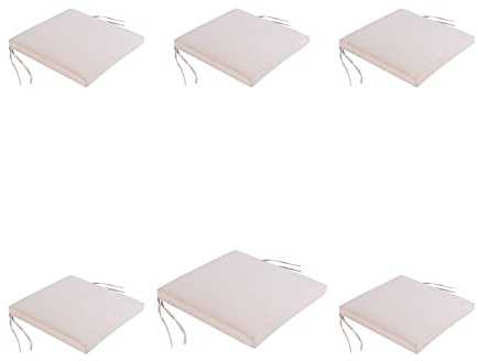 Pack 6 Cojines para sillas de jardín Color Beige, Medidas 44x44x5 cm, Repelente al Agua, Desenfundable, Funda de cojín con Relleno para sillas de terraza, Cojines Silla de Comedor jardín