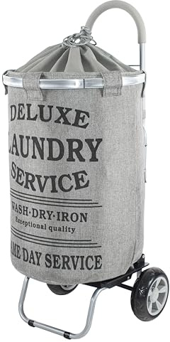 dbest products Laundry Trolley Dolly, Grey Laundry Bag Hamper Basket cart with wheels sorter