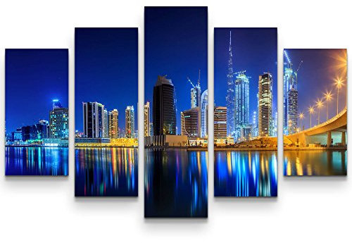 Paul Sinus Art Skyline Dubai bei Nacht364 teiliges Wandbild auf Leinwand (Gesamtmaß: 150x100cm)