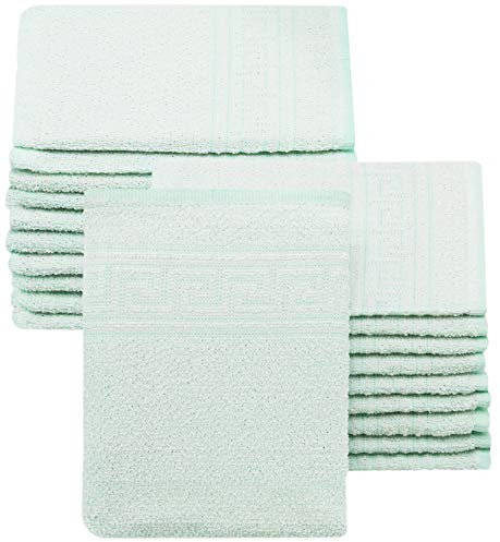 ZOLLNER 20er Set Waschhandschuhe, 16x22 cm, Baumwollmix, 340g/qm, grün