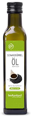 bioKontor – BIO Schwarzkümmelöl kaltgepresst 250ml – UNGEFILTERT – nativ | ägyptisches Schwarzkümmel Öl nativ – Nigella Sativa – deutsche Abfüllung – Black Seed Oil für Salate & tägliche Anwendung